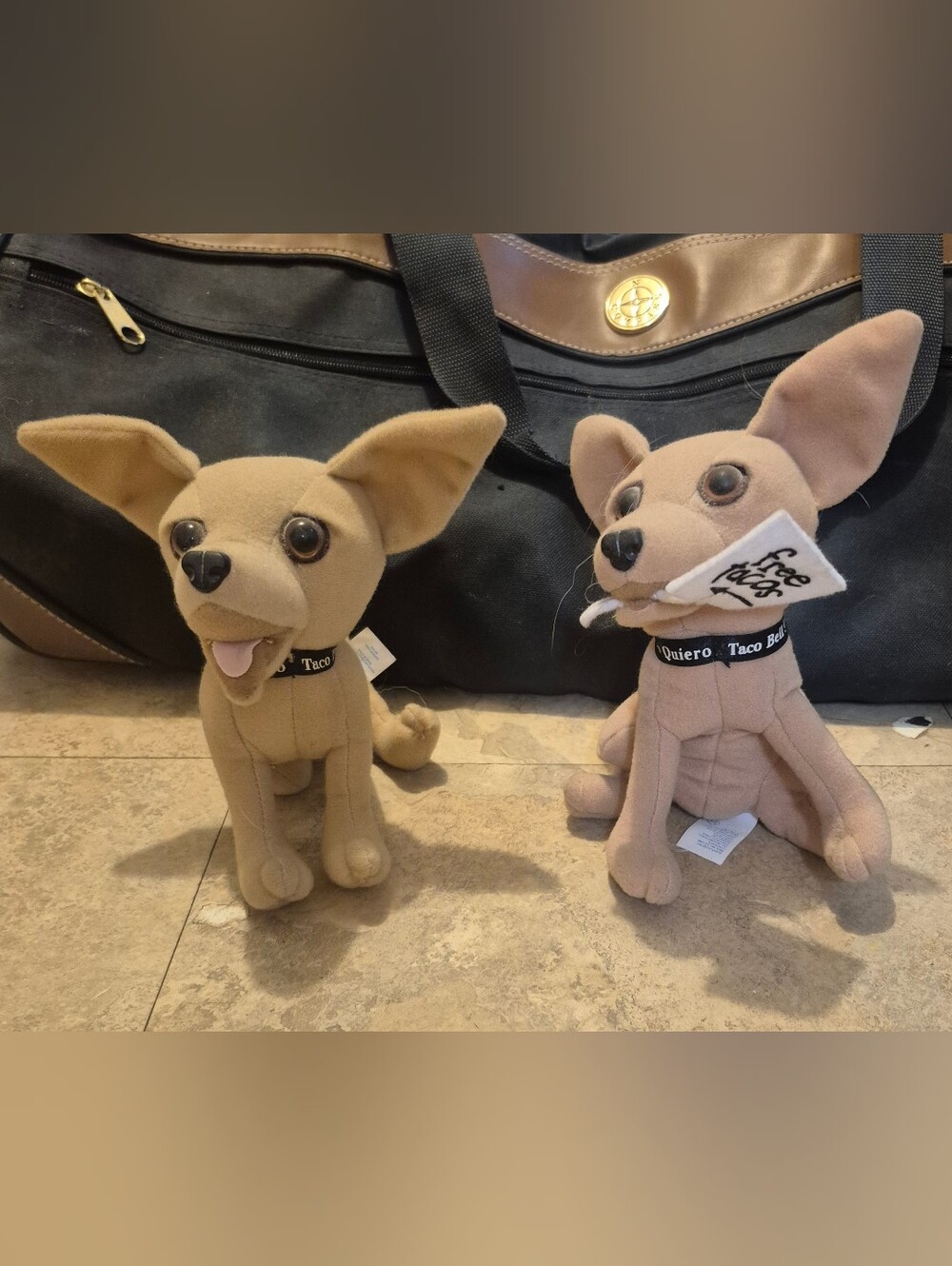 Vintage lot of 2 Taco Bell Chihuahua plush collectibles made by Applause
